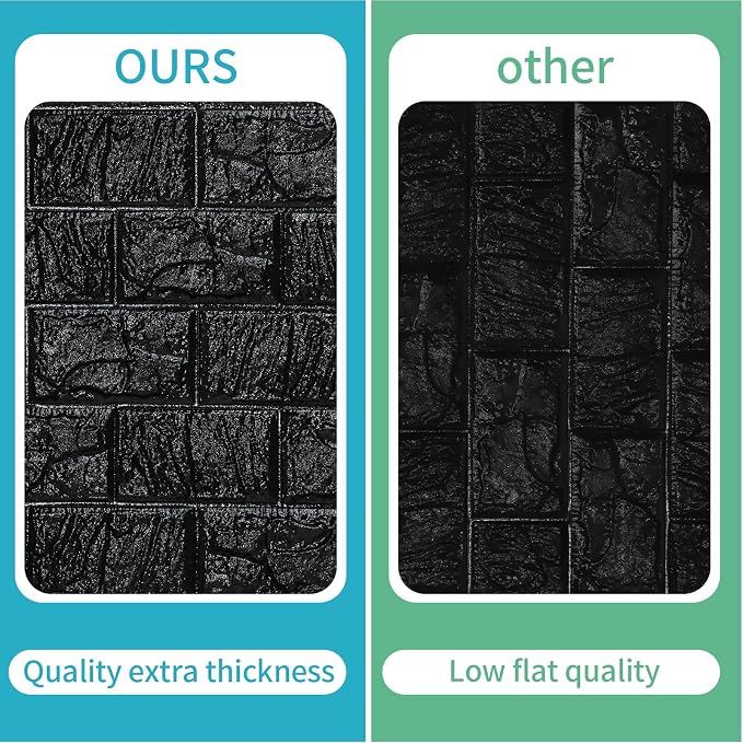 40 PCS 3D Wall Panels Peel and Stick Faux Foam 11.8"*11.8" Black Brick Wallpaper - Image 6