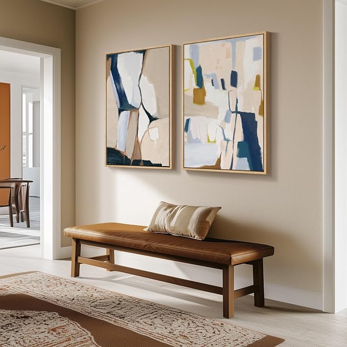 Large Framed Neutral Abstract Wall Art - Image 2