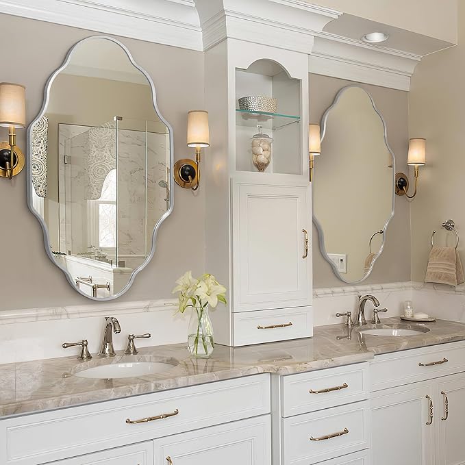 Scalloped Mirror for Bathroom by Fahomissenjoylifeincomfort