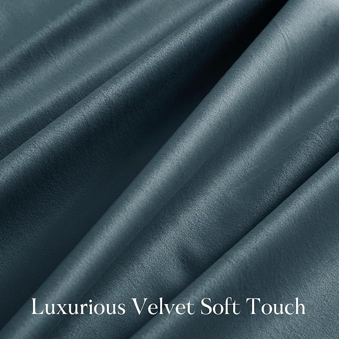 NICETOWN Slate Blue Blackout Velvet 108 inches Long Curtains - Image 5