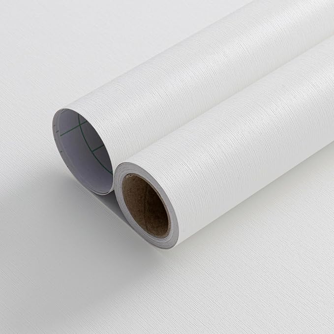 FUKU MON 23.6" X 393" White Wallpaper Peel and Stick Contact Paper Solid - Image 7