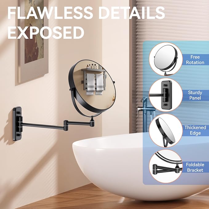 Auxmir 1X/30X Wall Mounted Makeup Mirror, Double Sided Magnifying Mirror - Image 5