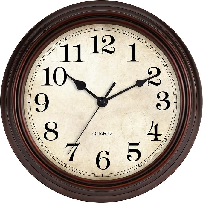 Wall Clock, Bronze Silent Non Ticking Battery Operated Clocks, Decorative by HYLANDA