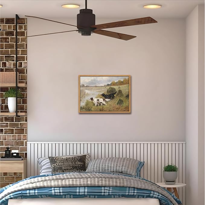 Floating Framed Vintage Hunting Dog Wall Art, Classic Countryside Landscape - Image 7