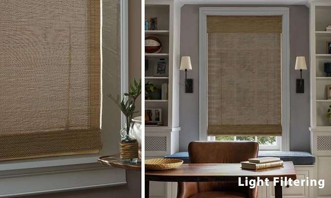 LazBlinds No Tools No Drill Cordless Bamboo Roman Shades, Custom Light - Image 5