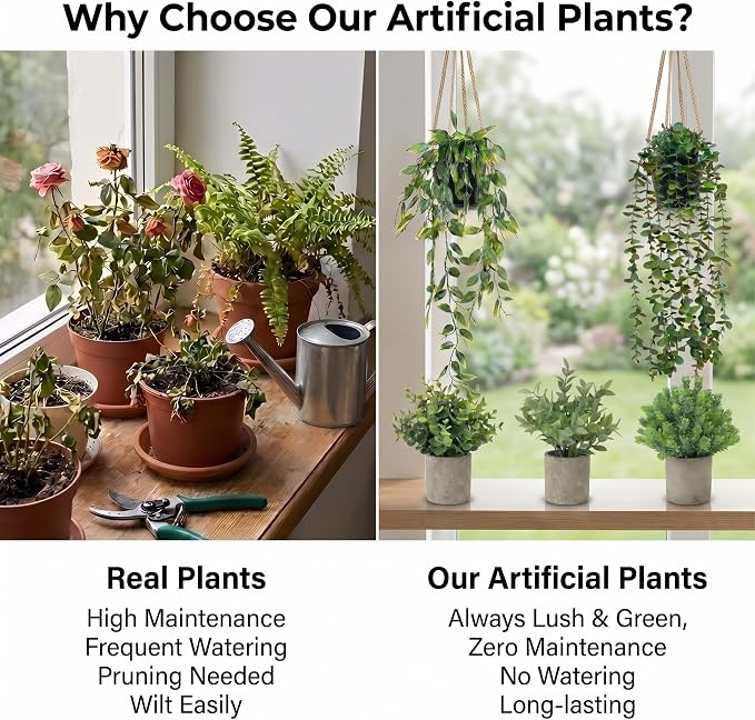 5 pcack Fake Hanging Plants for Wall Home Room Office, Small Fake Plants Decor - Image 5