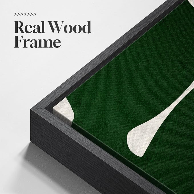 Large Framed Green and White Abstract Wall Art - Image 5