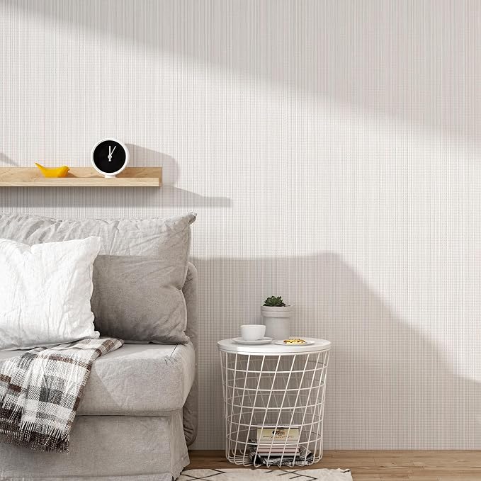 Grasscloth Peel and Stick Wallpaper 20.8"x394" Multi-Cream Thick Fabric - Image 9