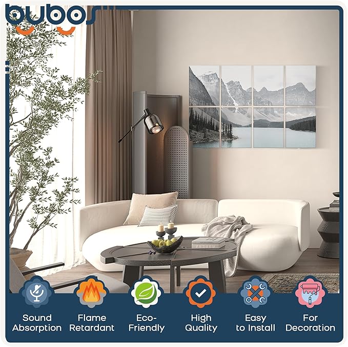 BUBOS 8 Pack Art Acoustic Panels Soundproof Wall Panel, 47.2X31.4 Inches Sound - Image 3