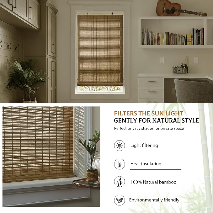 LazBlinds Cordless Bamboo Blinds, Roll Up Shades - Image 4