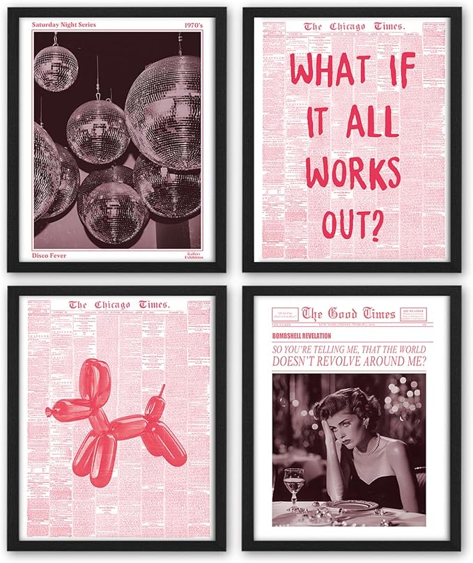 NaZaUK Trendy Preppy Retro Y2K Room Decor, Sufeasdf 70s Disco Ball Newspaper by Unknown