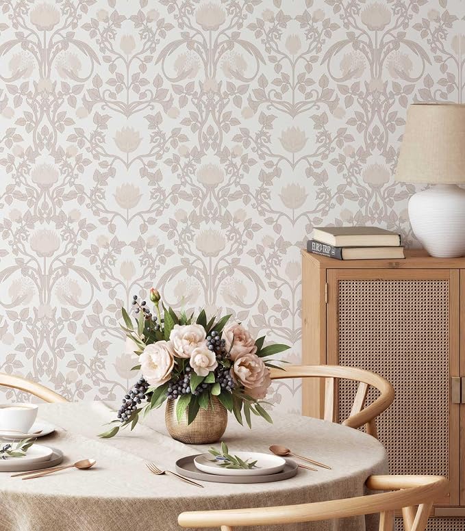 YXTII 17.3" × 393.7" Pink Peel and Stick Wallpaper, Floral Wallpaper - Image 4