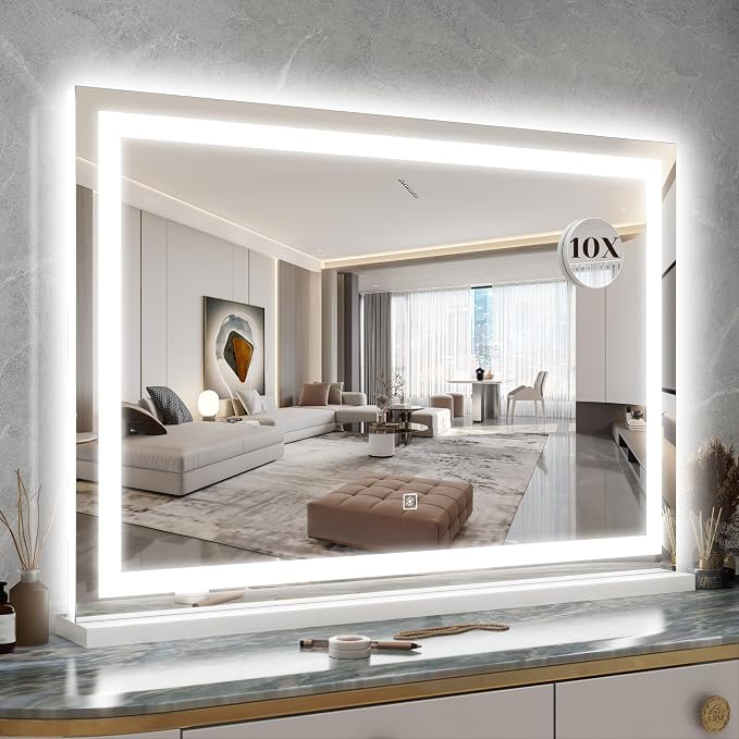 ROLOVE 31" x 22" Large Lighted Vanity Mirror by ROLOVE