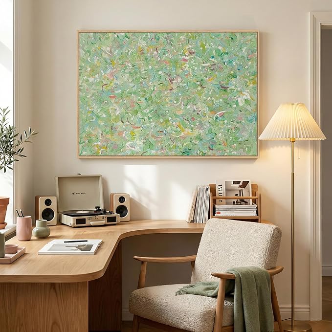 Framed Green Abstract Wall Art, Modern Canvas Prints Paintings - Image 4