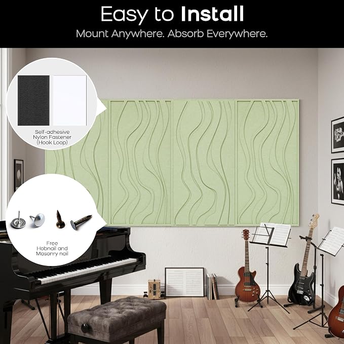 BUBOS 4 Pack Large Acoustic Panels, Total-Size 47.2 x 23.6 Inches Soundproof - Image 8