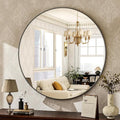 HARRITPURE Round Mirror 24 Black Wall Mounted Circle Mirrors Vanity Mirror by HARRITPUREHome