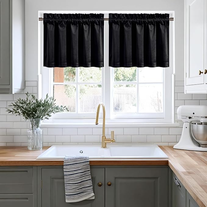 NICETOWN Black Velvet Valance Curtains - Image 5