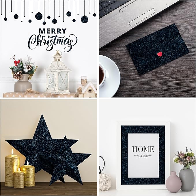 CRE8TIVE Black Blue Wallpaper Border Black Glitter Wallpaper Stick and Peel - Image 7