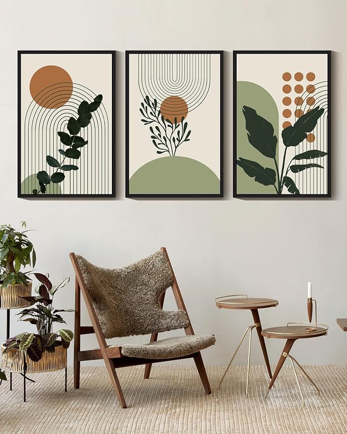 PHOPAGO Boho Plant Wall Art Green Botanical Bohemain Framed Wall Printing - Image 5