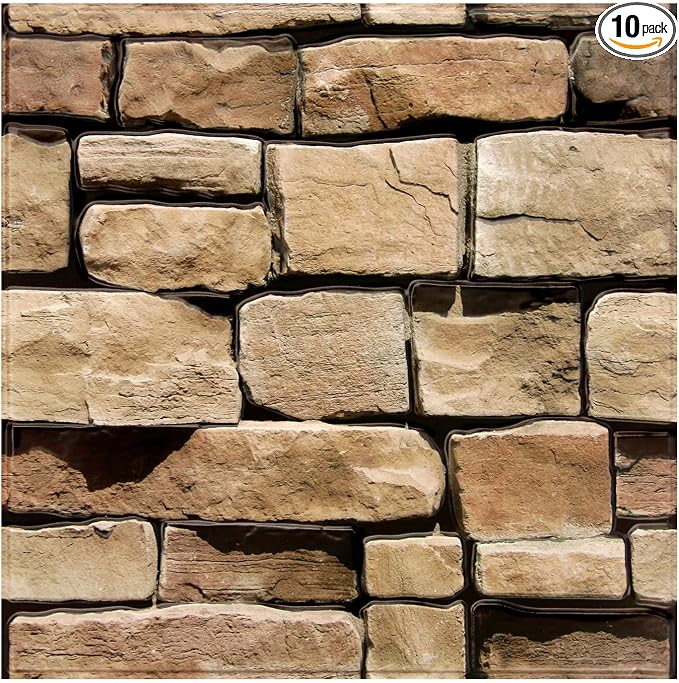 Commomy 3D Faux Stone Wall Panel Peel and Stick Wall Tiles by CommomyDecor