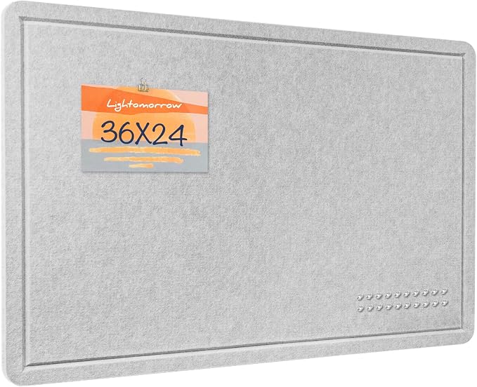 Lightomorrow Bulletin Board, 36 x 24 Inches Felt Pin Board, Cork Alternative by Lightomorrow