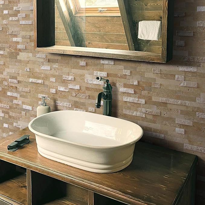 SUNWINGS 5-Sheet Peel and Stick Mosaic Natural 3D Stone Self Adhesive Marble - Image 5
