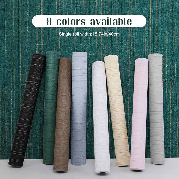 Teal Grasscloth Peel and Stick Wallpaper Vintage Texture Removable Waterproof - Image 2