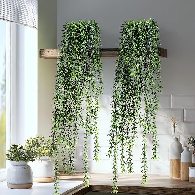 Artificial Hanging Plant 2 Pcs Faux Plant Ivy Vine Faux Eucalyptus Vines Fake by Yarmare