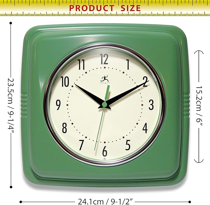 Infinity Instruments Square Silent Retro 9 inch Mid Century Modern Kitchen - Image 4