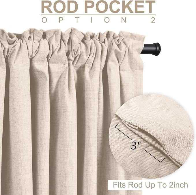100% Blackout Shield Linen Blackout Curtains - Image 4