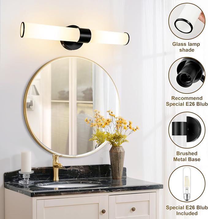 Morauroral Black Battery Operated Wall Sconces Set of 2, Rechargeable Wall - Image 3