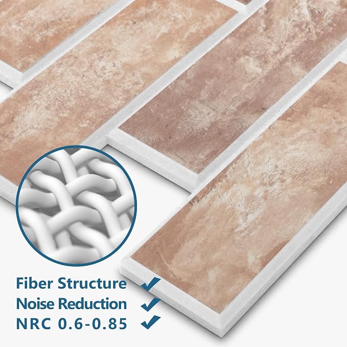 16-Pack 3D Faux Brick Acoustic Wall Panels, 11.8" x 11.8" PET Soundproof & - Image 3