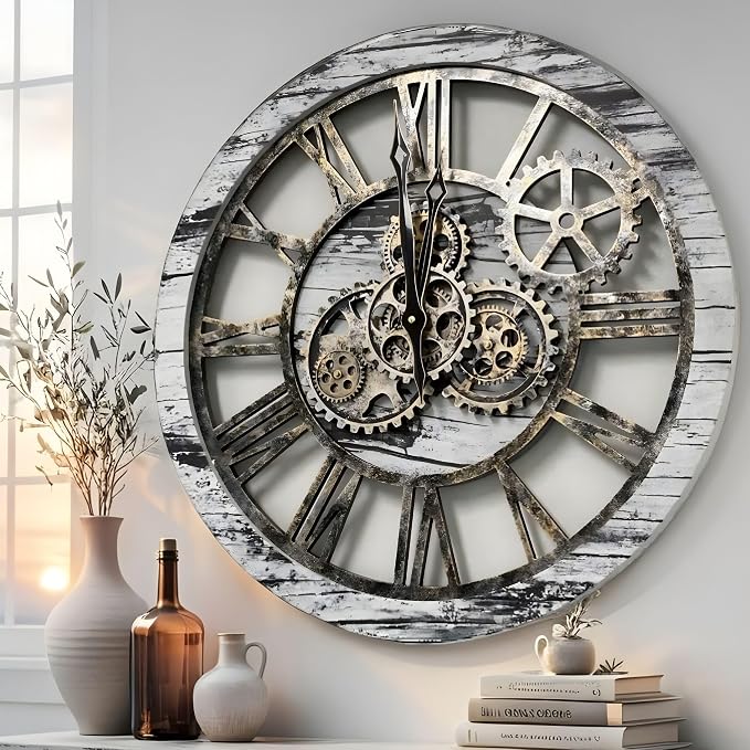 ImprovingLife The Gears Clock The Original Real Moving Gear Wall Clock Vintage by THEGEARSCLOCK
