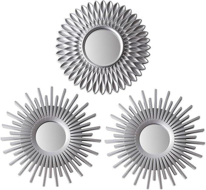 BONNYCO Wall Mirrors Pack of 3 Round Silver Mirrors by BONNYCO
