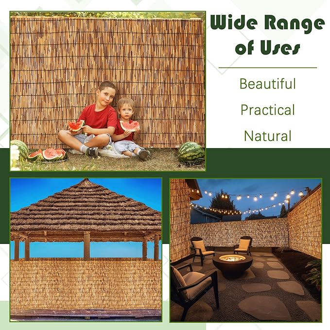 Barydat 3 Pcs 4 x 16.4 ft Reed Fence Roll, 85% Shade Bamboo Privacy Screen - Image 8