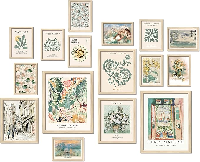 ANERZA 16 PCS Sage Green Wall Art Decor, Matisse Wall Prints by ANERZA