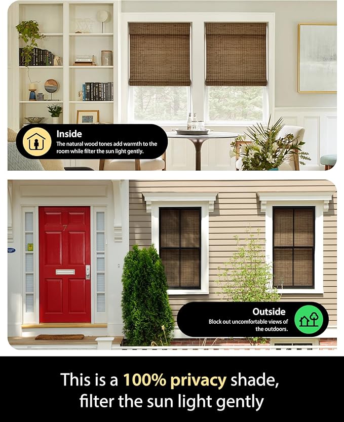 UNISHADES Cordless Bamboo Roman Shades - Image 2
