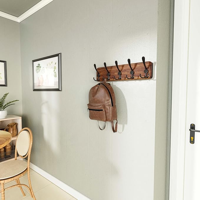 SKOLOO Rustic Wall Mounted Coat Rack: 16" Stud Spacing, Pine Real Wood Plank - Image 2