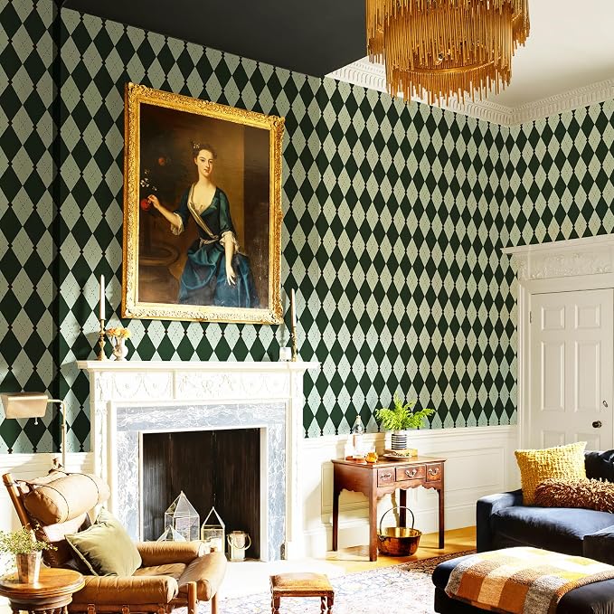 Simon&Siff Retro Peel and Stick Wallpaper Black and Green Wallpaper Vintage - Image 2