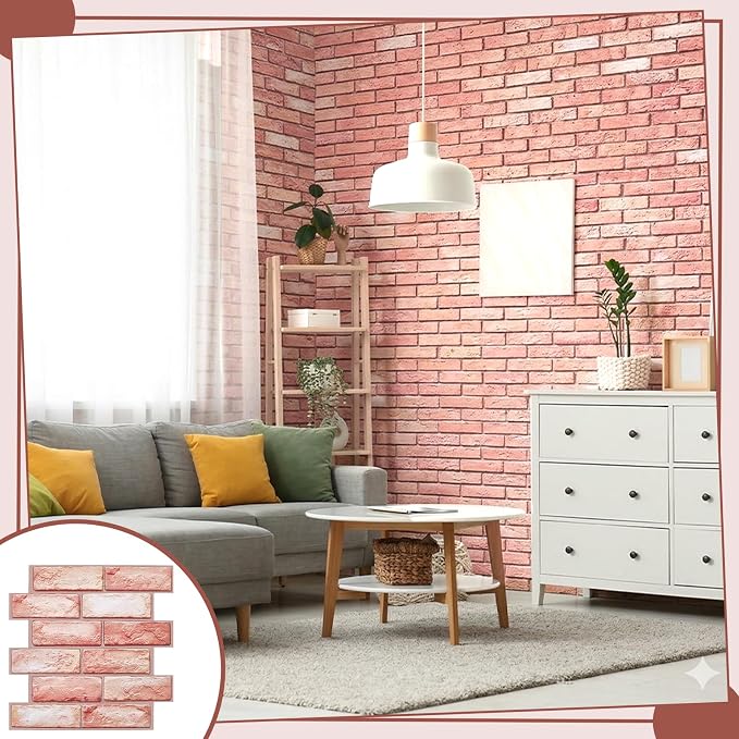 12PCS 3D Wall Panels Peel and Stick Foam Faux Brick Wall Panels, Self-Adhesive - Image 4