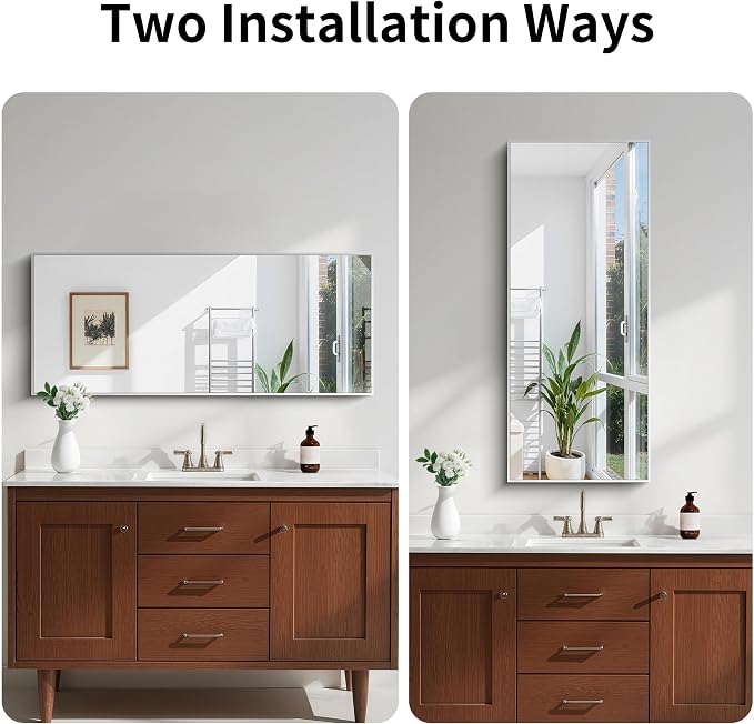 KOCUUY Silver Framed Mirror, HD Tempered Glass, Anti-Rust Frame, Modern Design - Image 8