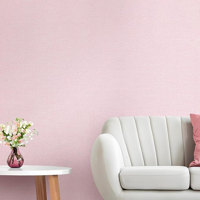 Pink Grasscloth Wallpaper Peel and Stick Textured Contact Paper - Image 5