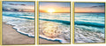 Wieco Art Framed Canvas Wall Art 3 Panel Blue Beach by WiecoArt