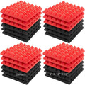 JBER Acoustic Sound Foam Panels, 24 Pack 2" X 12" X 12" Red and Black by JBER