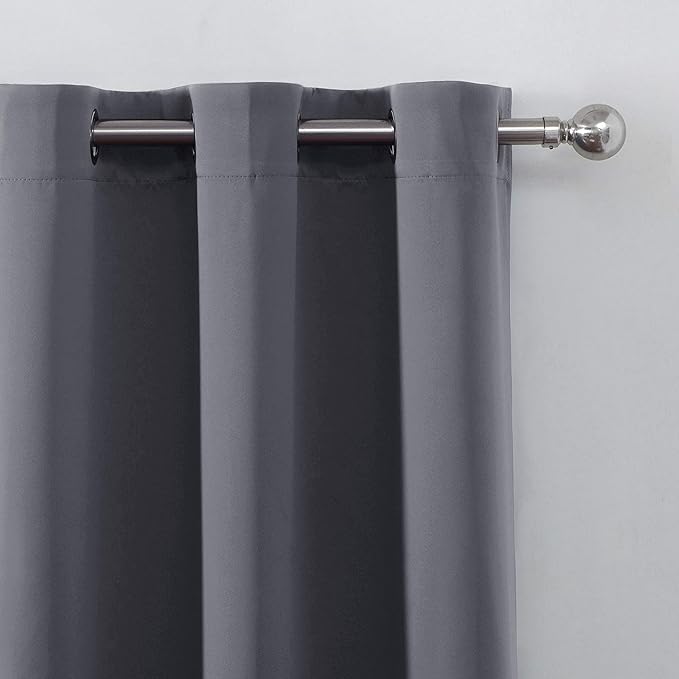 LEMOMO Grey Blackout Curtains 66 x 63 Inch Length/Set of 2 Curtain - Image 7