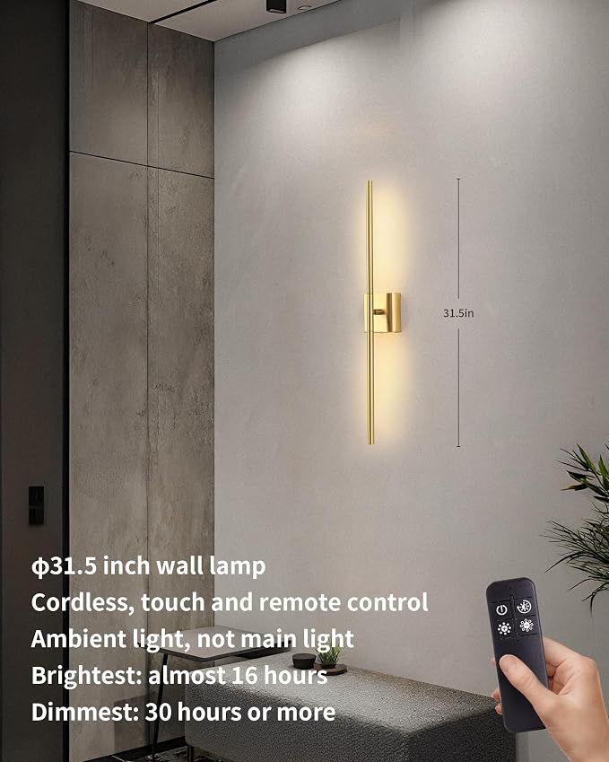 KDG Cordless Wall Sconces Set of 2, Wireless 5200mAh Rechargeable Battery - Image 2