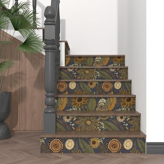 Boho Wallpaper Peel and Stick, Vintage Blue Yellow Floral Contact Paper - Image 5