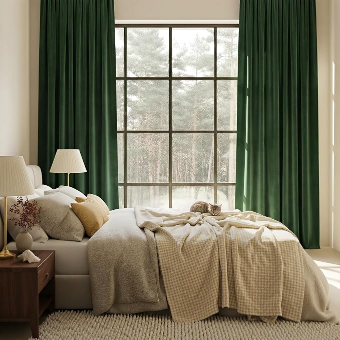 NICETOWN Green Velvet Curtains 84 inches - Image 3