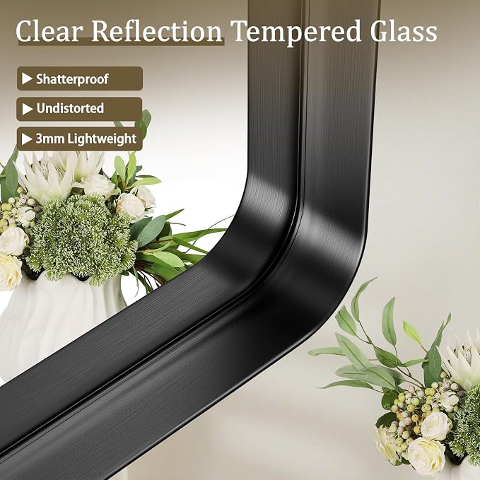 VooBang Bathroom Mirror 24x32 inch, Modern Round Corner Bathroom Vanity Mirror - Image 3