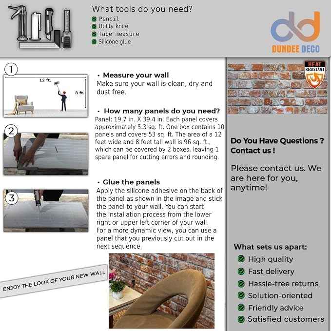 Dundee Deco 3D Wall Panels Faux Brick - Image 8